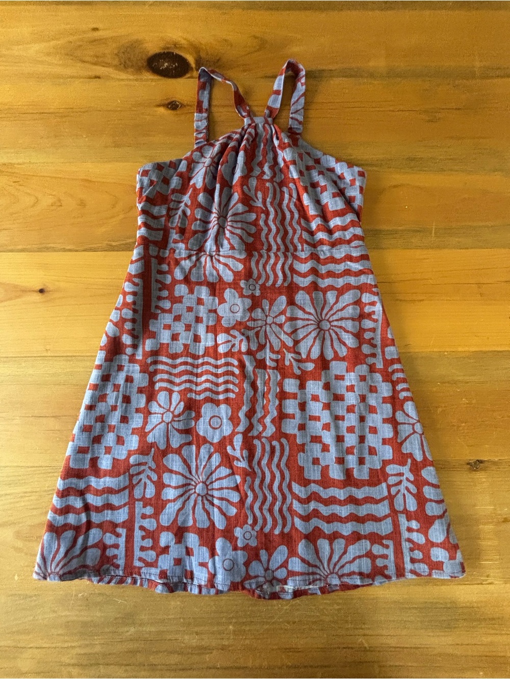 Art Class Blue and Red Lined Strappy Sun Dress Girl size 8